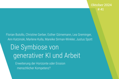 Titelseite des Diskussionspapiers "Die Symbiose von generativer KI und Arbeit", Oktober 2024
