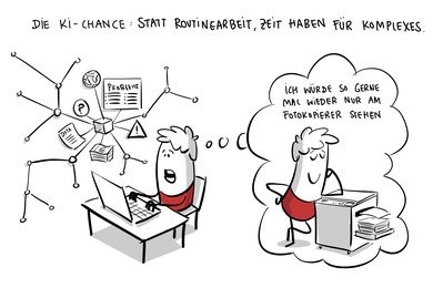 Illustration zum Thema "KI und Entlastung" von Jai Wanigesinghe